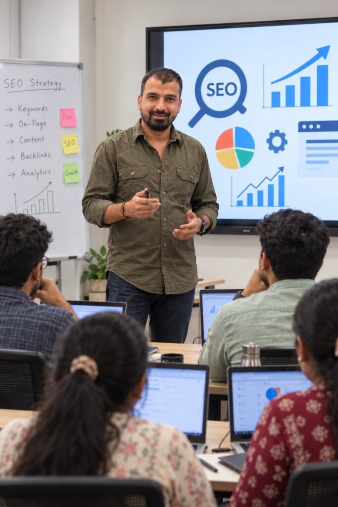 Phoolchand Yadav teaching practical SEO training in Jaipur